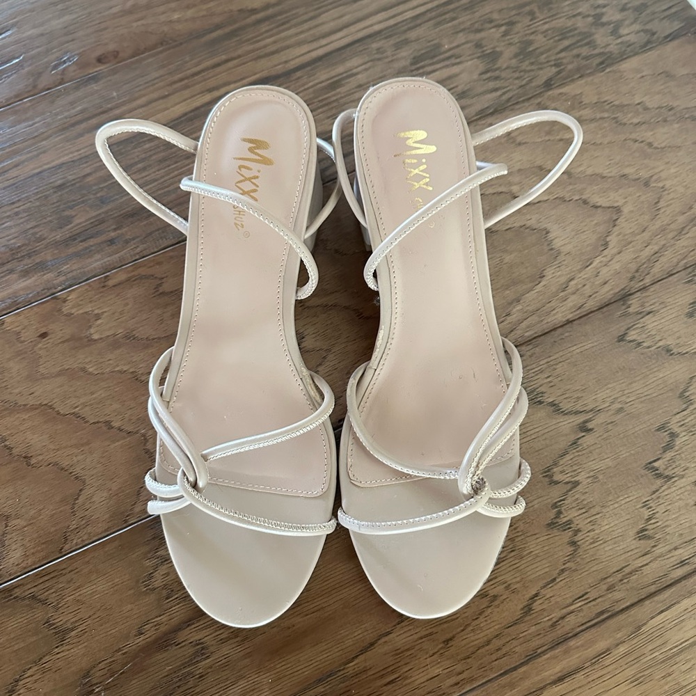 Mixx Shuz - Nude Strappy Block Heel (Kayla)